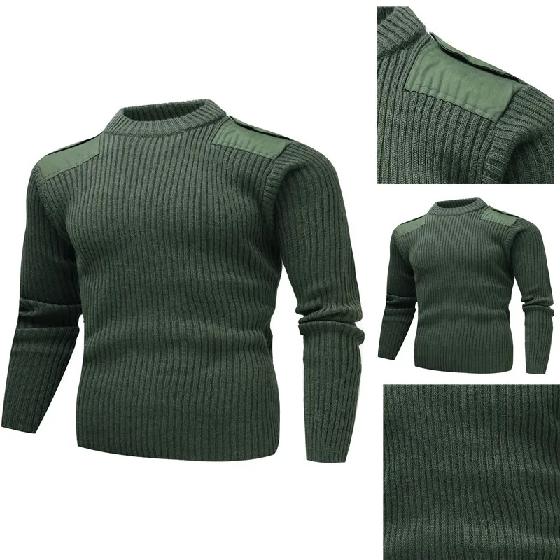 Men's V-Neck Knitted Sweater Wool Blend Long Sleeve Fashionable Slim Fit Warm Autumn Winter Top Cross-Border Style African La... - 2