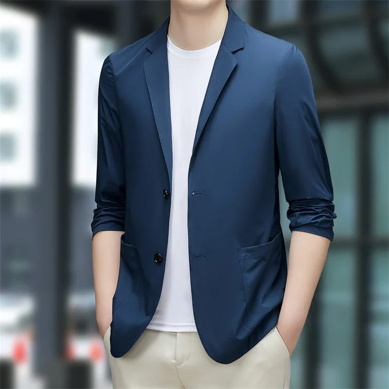 European and American Men's New Ironless Solid Color Casual Suit 5632