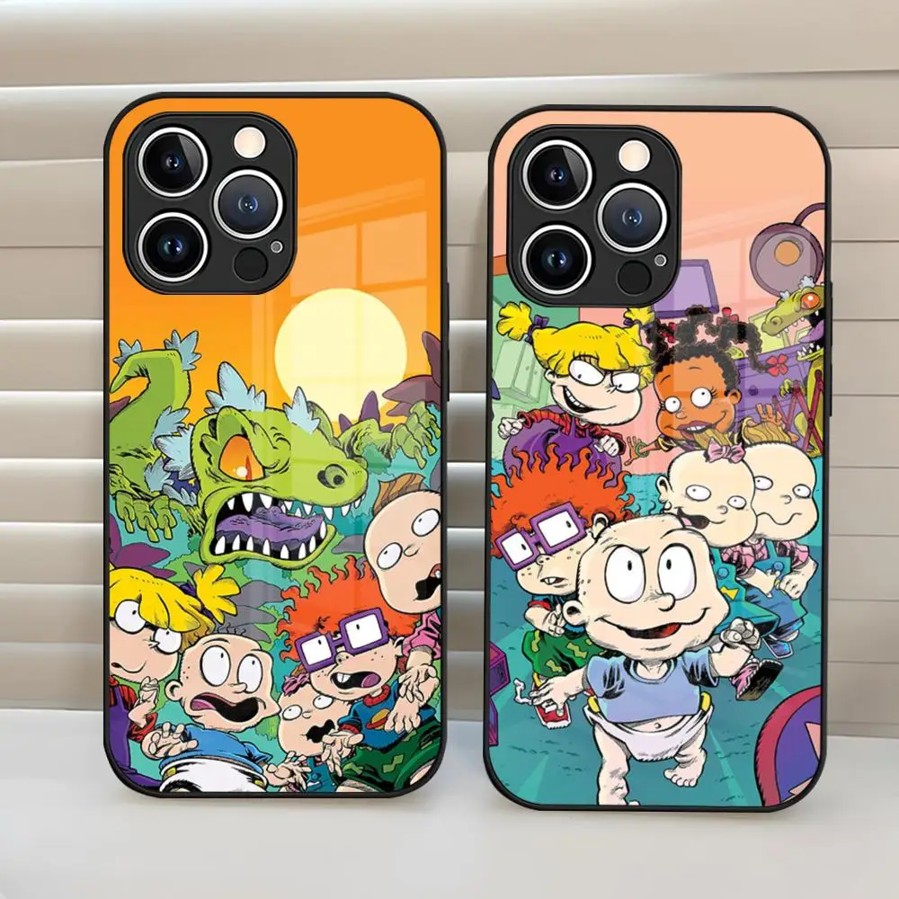 R-Rugrats Cartoon R-Reptars Phone Case Tempered Glass Back Cover For Iphone 15 Pro Max 14 Pro 12 11 13 Mini X Xr Xs 8 7 Plus Se