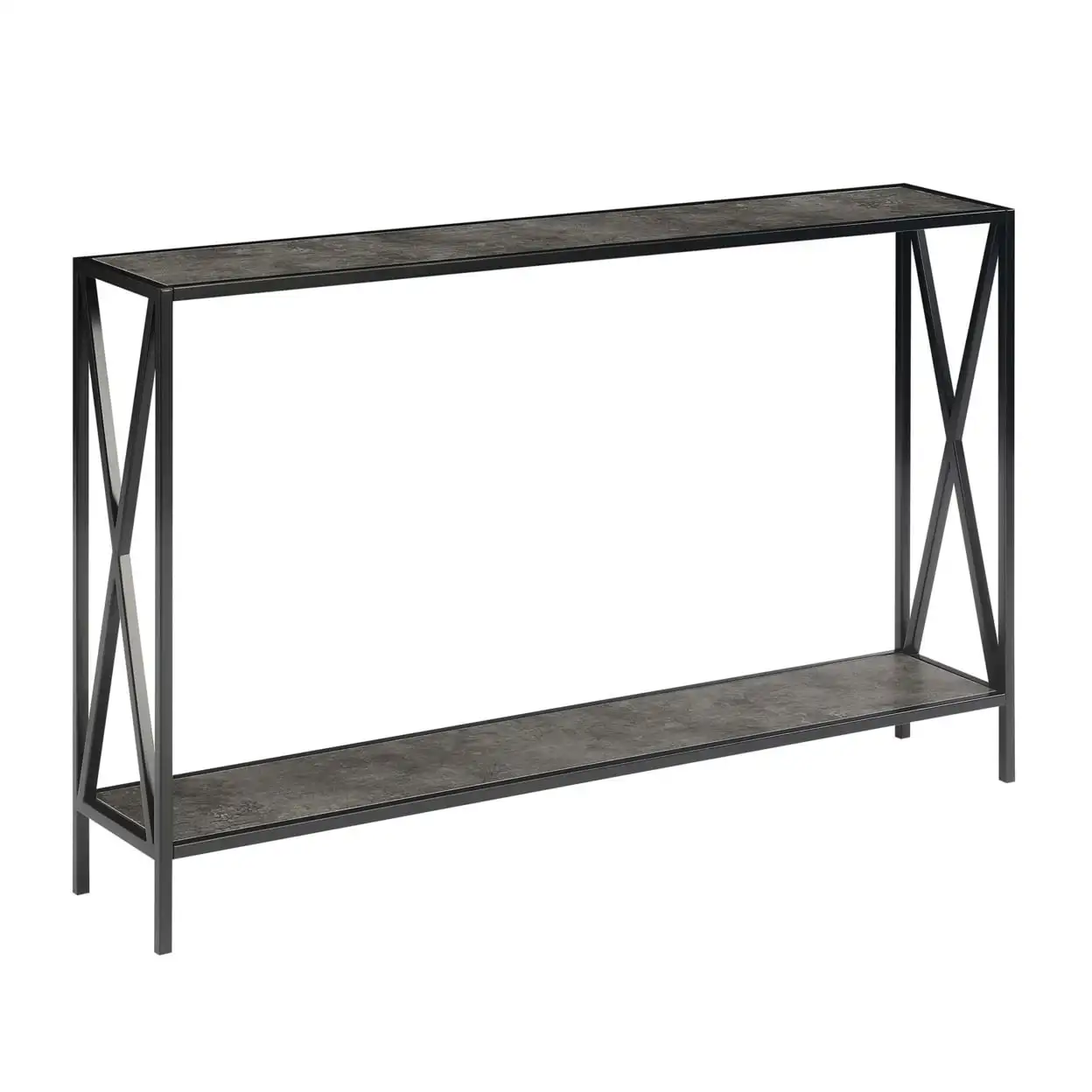 

Tucson Console Table with Shelf Gray powder coated metal long term durability display decorations Melamine