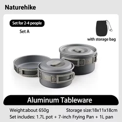 Ultralight Camping Cookware Set: Durable Aluminum Pot, Kettle, and Tableware for Outdoor Cooking Adventure (2 - 4 People A)