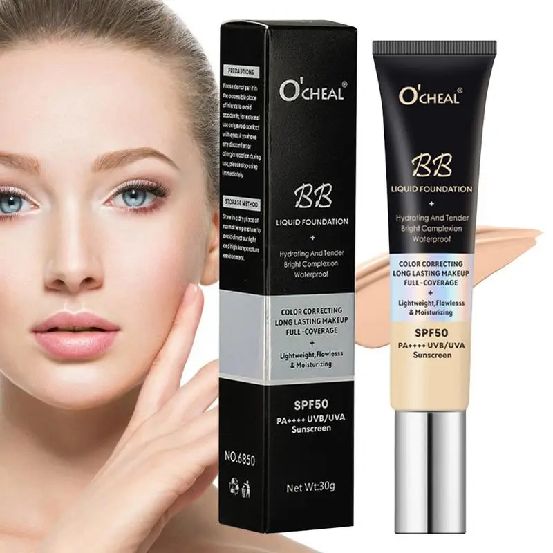 BB Cream With SPF Moisturizing Sunscreen SPF 50 Color Correcting Long-lasting Full Coverage Foundation 1.06oz bb cream
