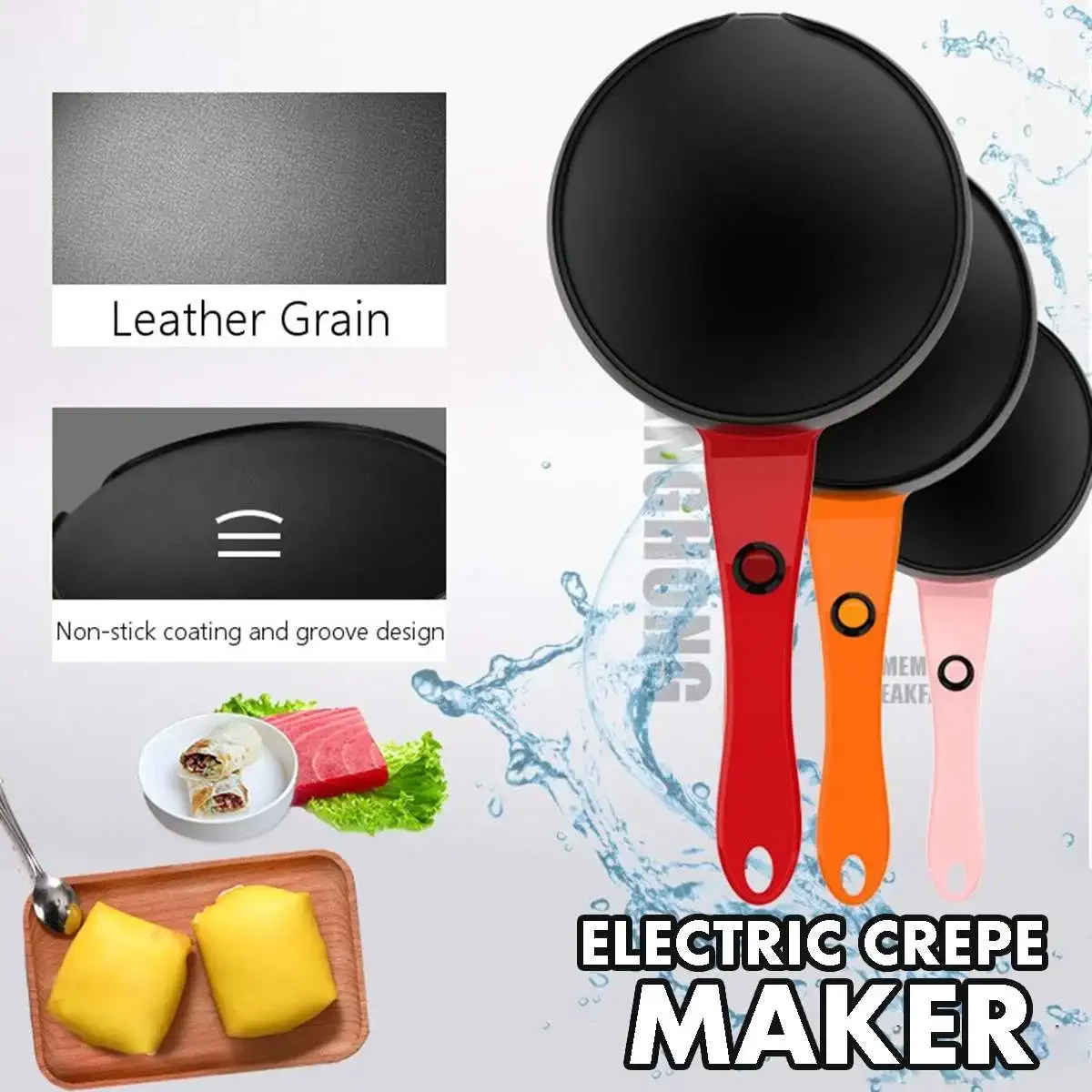Electric Crepe Maker 18cm Non-Stick Griddle, Pancake Pizza Machine, Kitchen Cooking Appliance 4