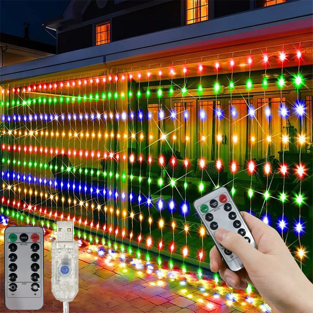 3M/6M LED Curtain Garland Fairy Lights with 8 Modes for New Year 2026 Navidad 2025 Christmas Tree Party Wedding Decoration