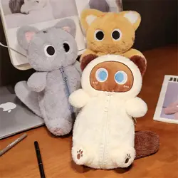 Siamese Cat Plush Pencil Case Stuffed Animal Pen Storage Bag Stationery Bag Large Capacity Cartoon Doll Cat Pencil Bag Learning