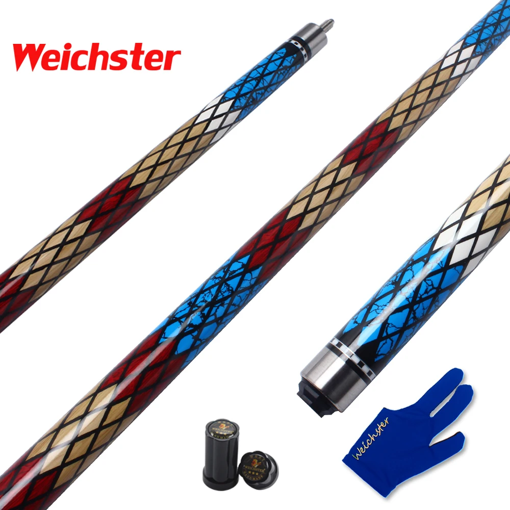 Weichster 58" 1/2 Billiard Pool Cue Stick Multi Color Diamond Patch