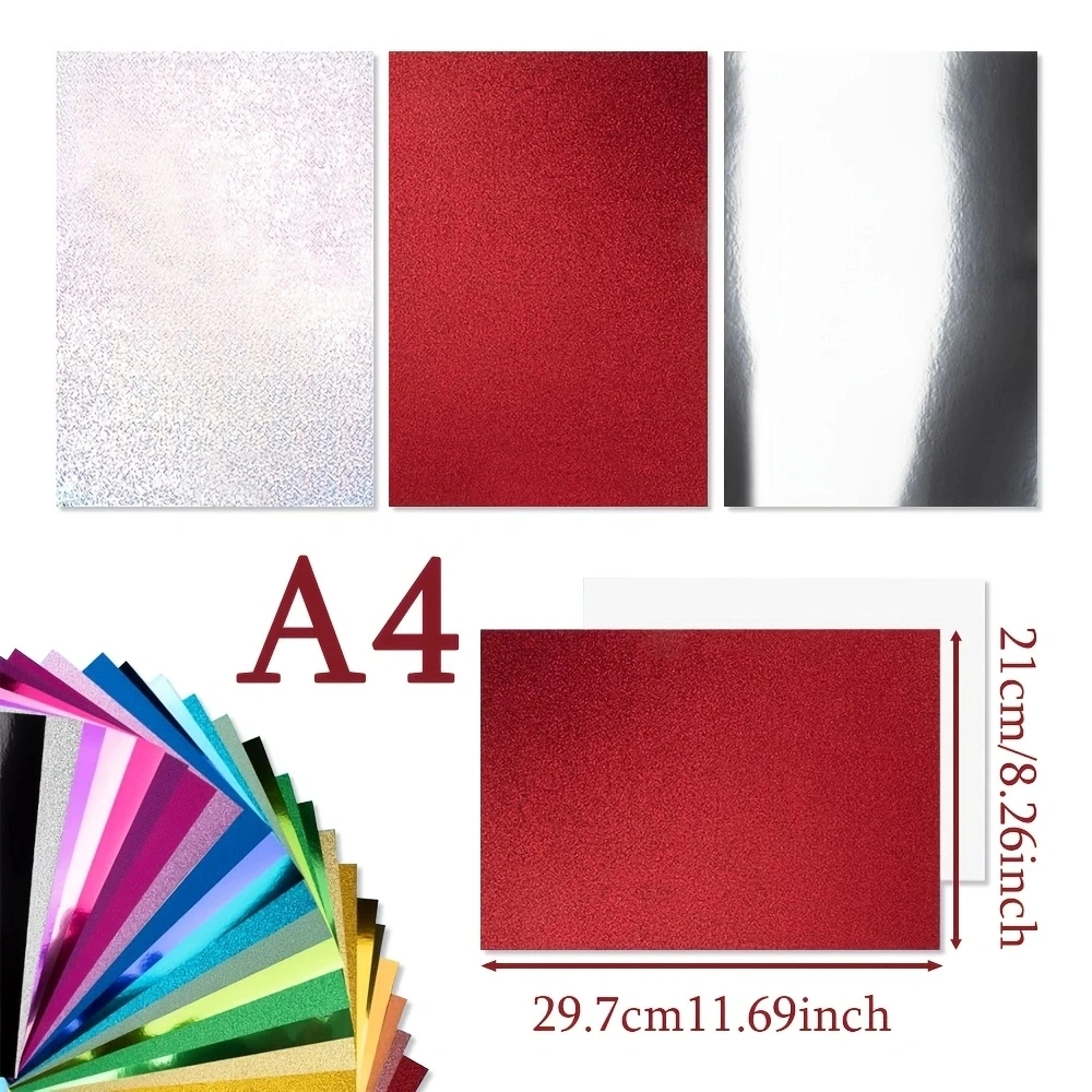 Mirror Holographic Color Glitter Metallic Foil Paper 250gsm