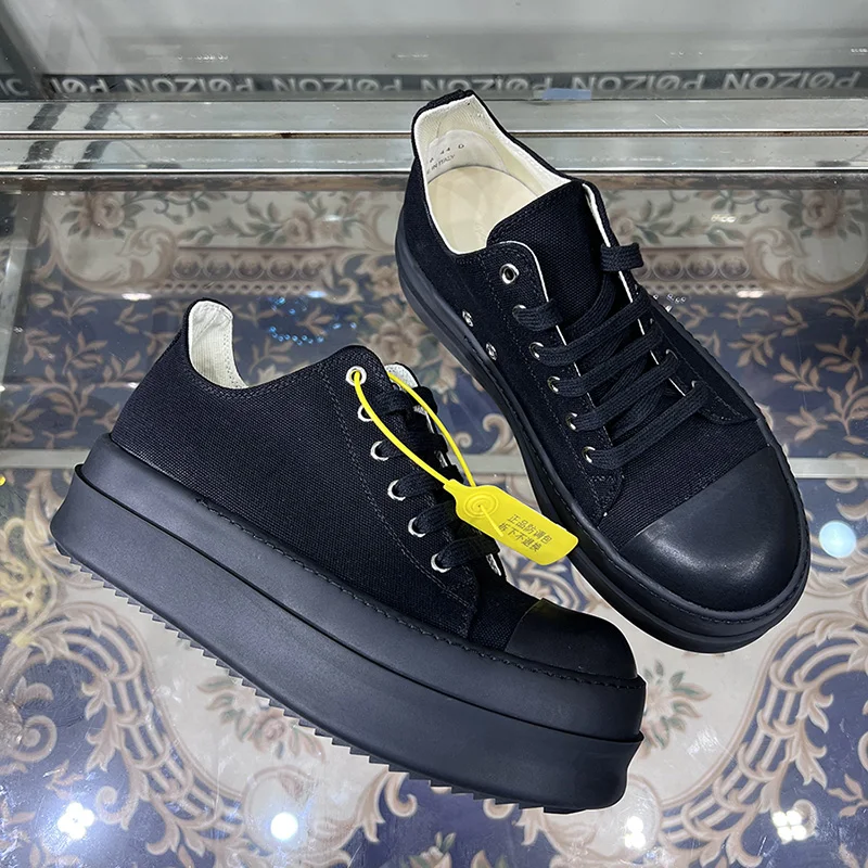 Casual Shoes Men Low Top Double Bumpers Thick Sole Canvas Black Dark Shadow Street Ro Lace Up Women Designer Luxury Sneakers 6