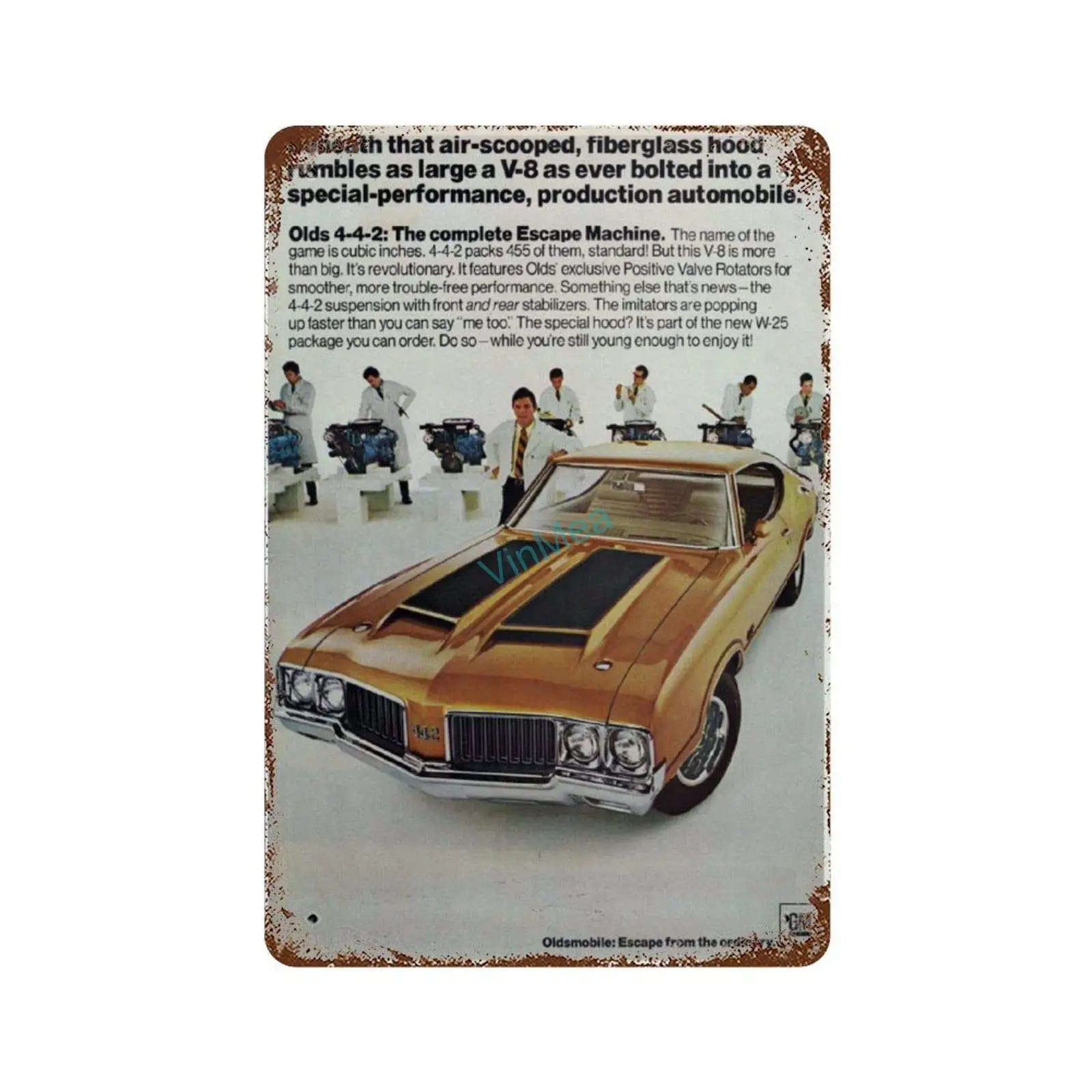 

Metal Sign Oldsmobile 442, 1970 Vintage Aluminum Plaque Man Cave Pub Club Cafe Bar Wall Signs, 8 x 12 Inches
