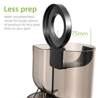 BioloMix Presse-agrumes à pression froide avec goulotte d'alimentation de 75 mm, extracteur de jus à mastication lente à moteur puissant de 200 W 40-65 tr/min pour les fruits entiers 5