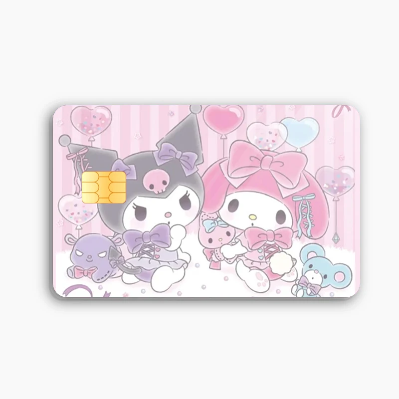 

Kawaii Sanrios аниме Kuromi ПВХ стикер водонепроницаемый Hello Kittys пленка лента кожа для кредитной карты дебетовой карты стикер наклейка подарок