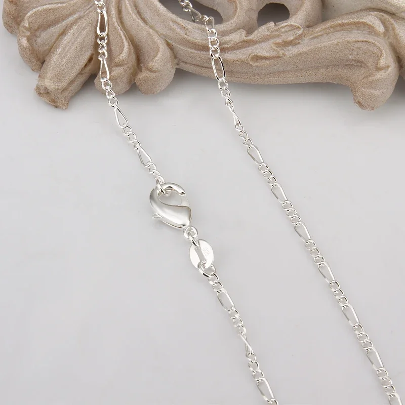 40cm-70cm 925 Sterling silver 2MM chain necklace 16-30inch Charm wedding for women Men jewelry fashion pendant necklace silver necklace silver necklace charms
