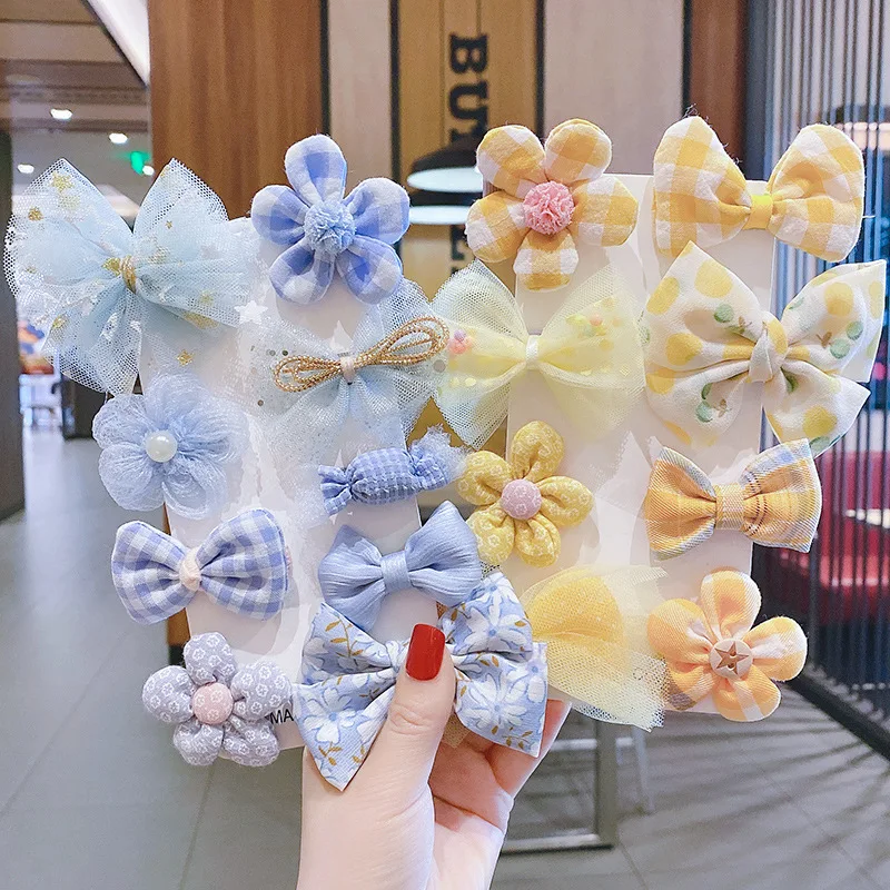 Children's Cute Lace Bow Hair Accessories Set Simple Girl Braid Bangs Cropped Hair Clip Female explosive hairpin cute hair clip female forehead broken hair bb clip bangs clip side clip headdress