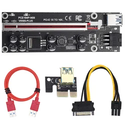 Carte adaptateur PCI Express VER009S Plus PCIE Riser 009s 6in Molex, câble USB 3.0 1X 16X, 6 pièces 