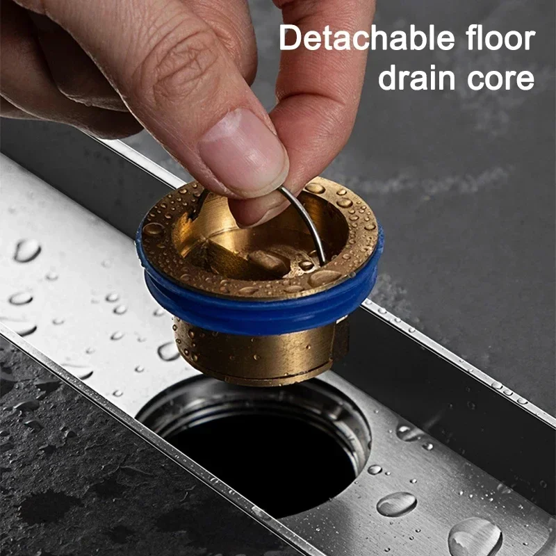 20CM-90CM Floor Drain 304 Stainless Steel Rectangle Anti-odor Bath Shower Tray Long Bathroom Floor Drain Anti Odor Shower