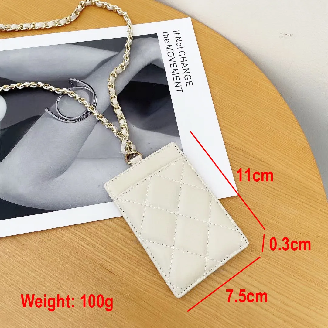 Korean version fashion simple work card set ultra-thin sheepskin mini ID card set genuine leather halter chain card holder