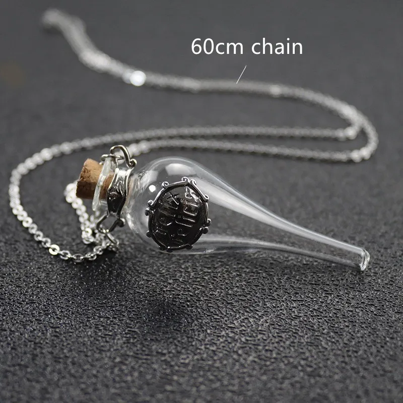 10pcs Felix Felicis Potion Vintage Magic Glass Pendant Water Drop Essential Oil Wish Bottle Women's Sweater Chain Necklace Gift 2