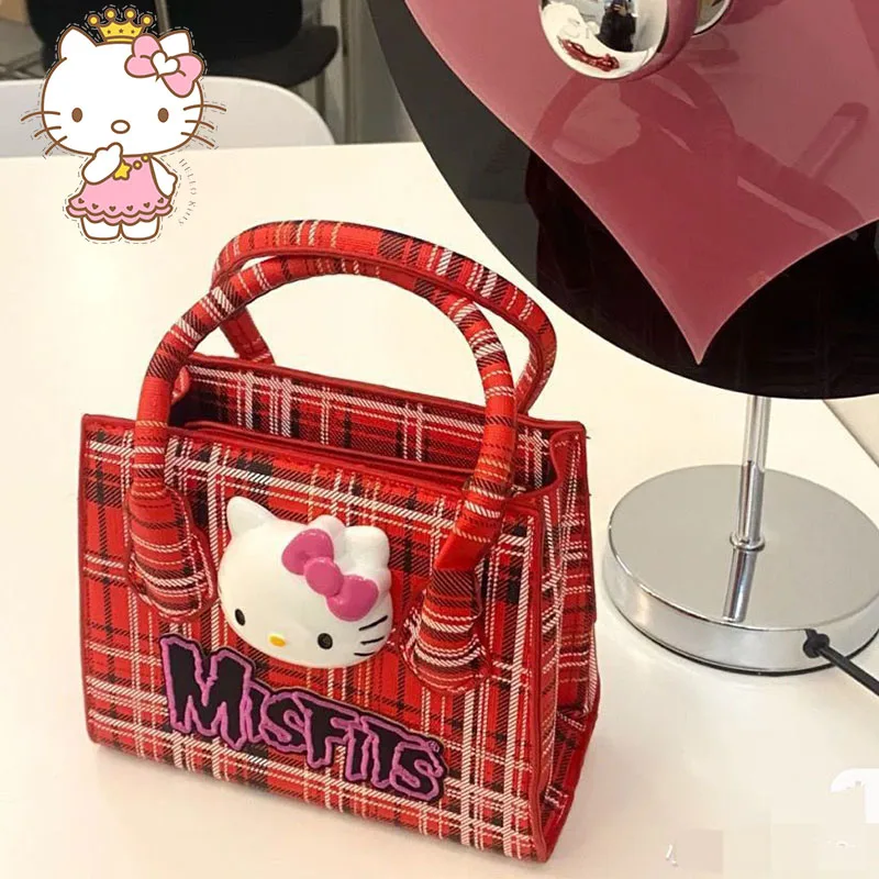

Anime Cartoon Hello Kitty Handbag Creative Retro Y2k Fashion Small Square Bag Messenger Bag Cosmetic Storage Cute Girl Gift Toys
