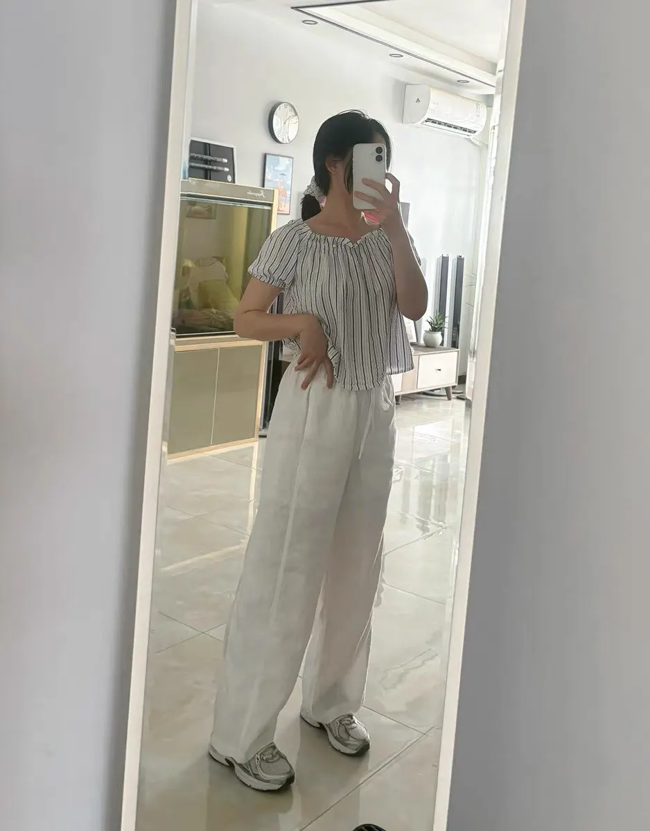 Luxe Linen-Cotton Wide Leg Pants - Breathable Summer Style photo review