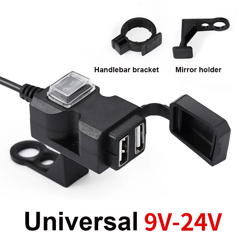 

Motorcycle 9-24V Dual USB Charger Socket Power Adapter Socket Outlet with Waterproof Switch for Yamaha Reptor 350 660 700 Rd350