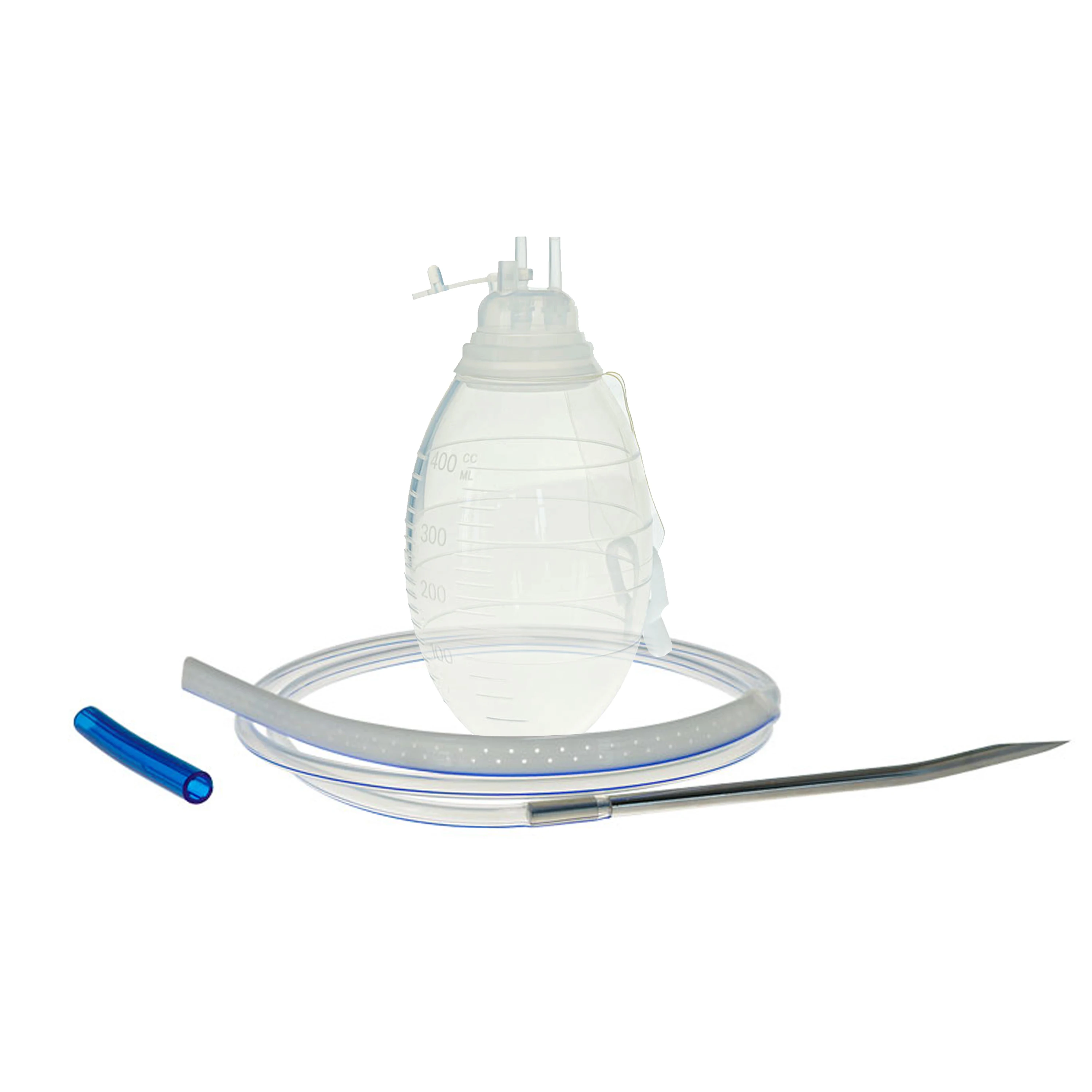 Silicone Closed Wound Drainage System Silicone Reservoir And Perforated Flat Drain Tube With Trocar Veterinary Accessories 1PC veterinary surgical instruments