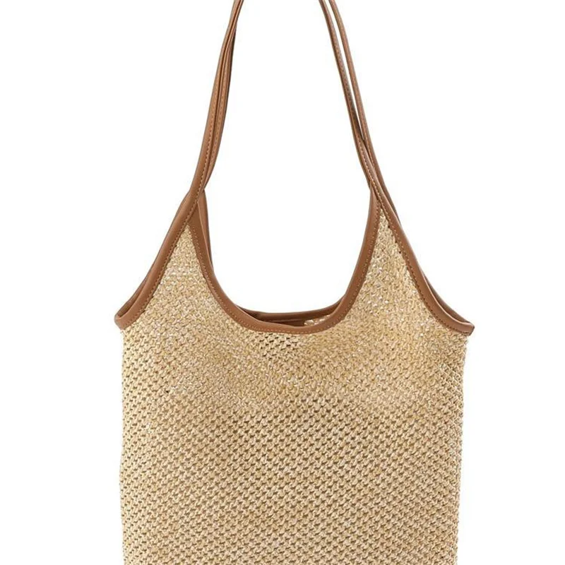 

Summer Weave Straw Tote Bags Fashion Mesh Handbag Beach Bag for Women Shopping Shoulder Bag Large Capacity Shopper Purse