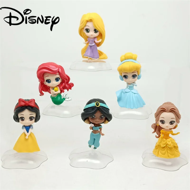 6 Pz/Set Disney White Snow Mermaid Princess Doll Toy Rapunzel Belle Decoration Action Figures For Girls Children Regalo Di Natale