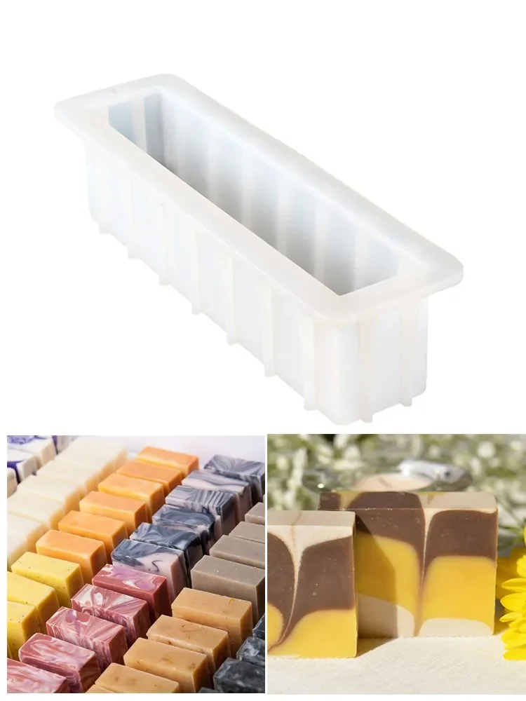 Silicone Mold Soap Molds Handmade Long Loaf Soap Mold Rectangle Food Grade Silicone For Cake Baking Tool DIY Candy Toast Fudge Meatloaf Cold Process Soap