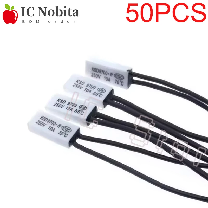 50PCS Keramik Thermostat KSD9700 40C-240C 45C 50C 55C 60C 65C 5A 12V/24V DC Temperatur Control Schalter Überhitzung Schutz