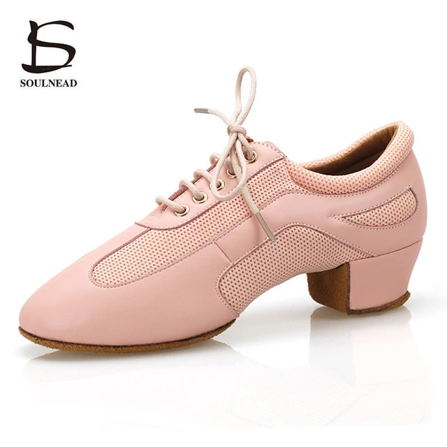 Zapatos de baile latino para mujer, calzado de cuero suave para baile de  salón, Salsa y Tango, zapatos de entrenamiento para mujer - AliExpress