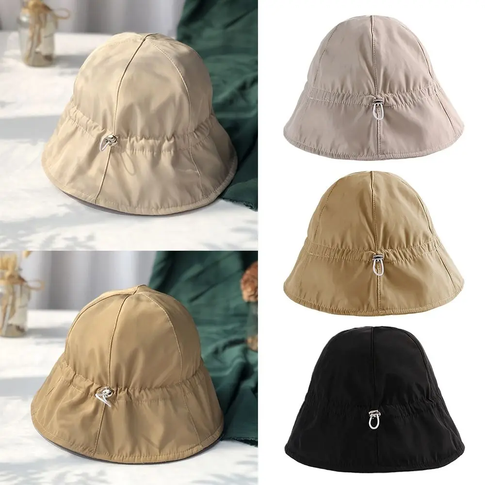 

Ladies Panama Cap Anti-UV Outdoor Beach Drawstring Basin Hat Quick Dry Fisherman Cap Summer Bucket Hat