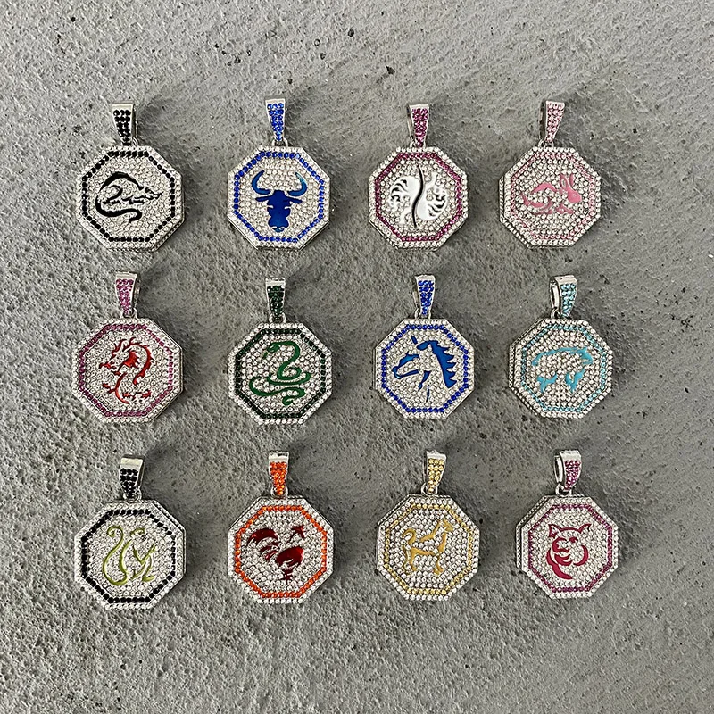 

Jackie Chan Adventures Chinese Zodiac Pendants Necklace Niche Hip-Hop Street All-Match Diamond Men and Women Accessories Fashio