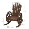 Rustic Wood Adirondack Rocking Patio Chair w/ Slatted Design, Wheel Armrests 3