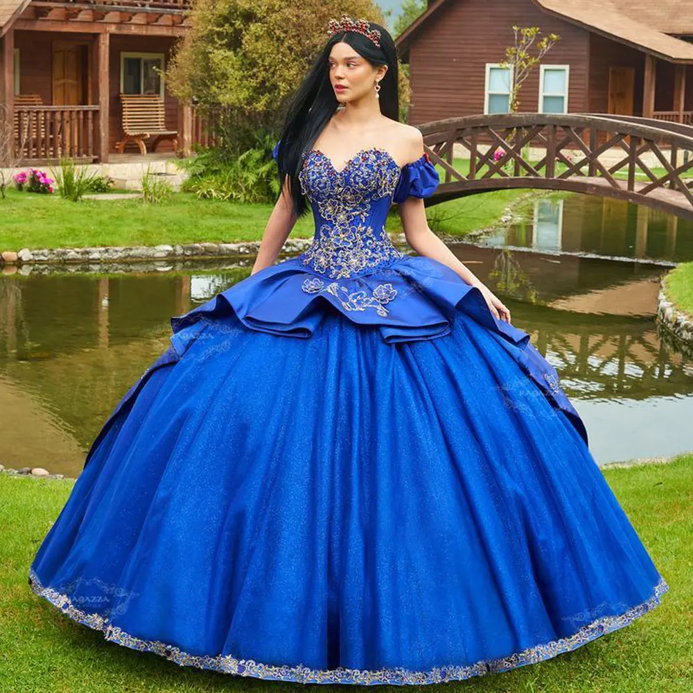 

Элегантное голубое платье Quinceanera 2024 бальное платье принцессы для выпускного вечера милое платье на день рождения 16 XV с оборками многослойное со шлейфом для конкурса Мексики
