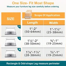 Premium Silicone Chair Leg Floor Protectors - 24 Pack, Rectangular Pads to Safeguard Hardwood Surfaces - XL (Transparent)