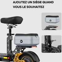 Trottinette Électrique 1200W, 80km Autonomie, Batterie 48V 20.8Ah, Frein Hydraulique, Pliable, Siège & Coffre, Pneus 11"/10" 6