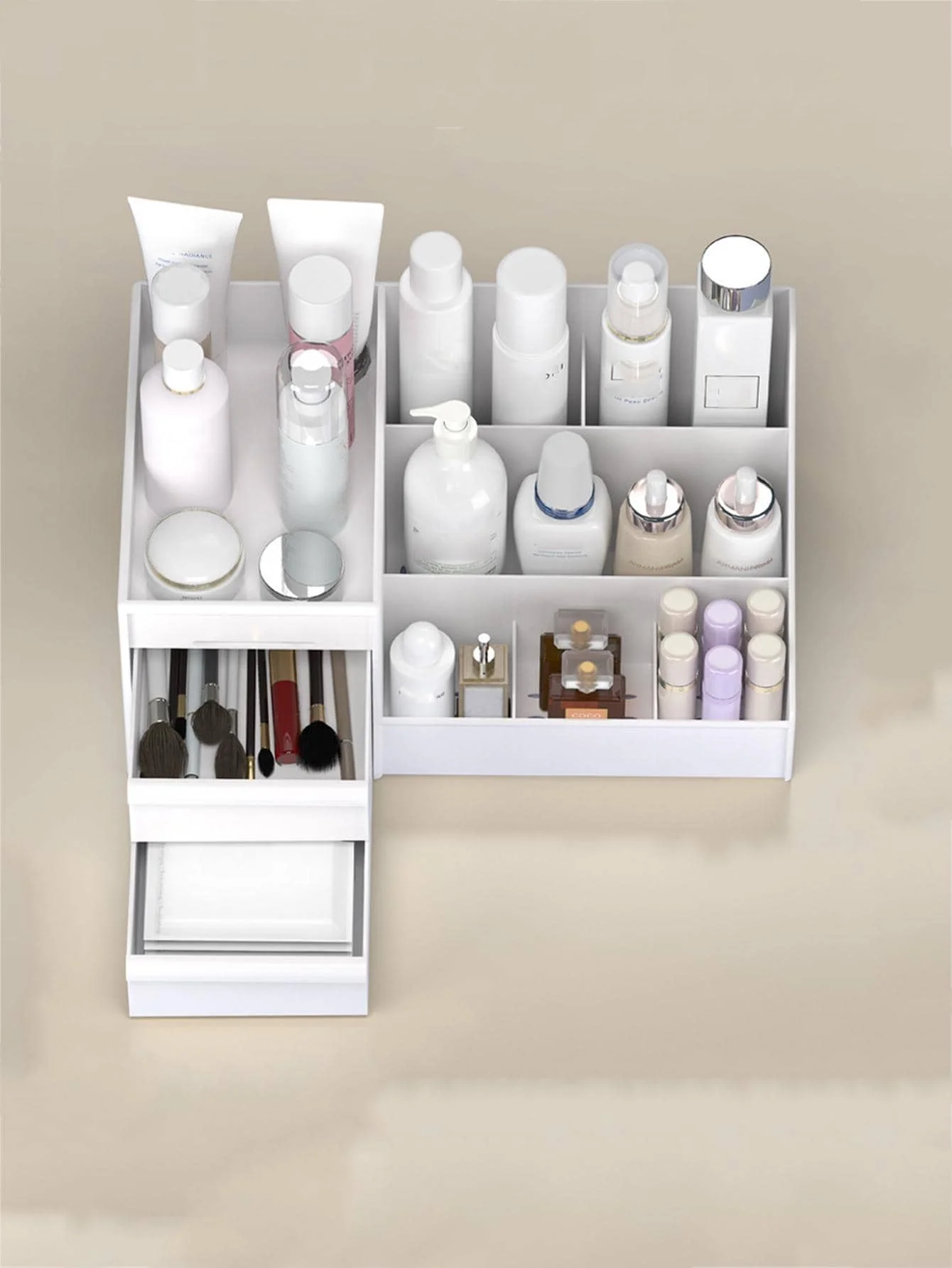1pc Multi-Grid Makeup Storage Box, Modern Plastic Desktop Makeup Organizer For Home, Gift For Valentine's Day 5