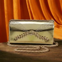 Ensemble chaussures et sac pour femme, style italien 2026, orné de strass dorés, fait main, à bout pointu, talons hauts, élégant pour les soirées 4