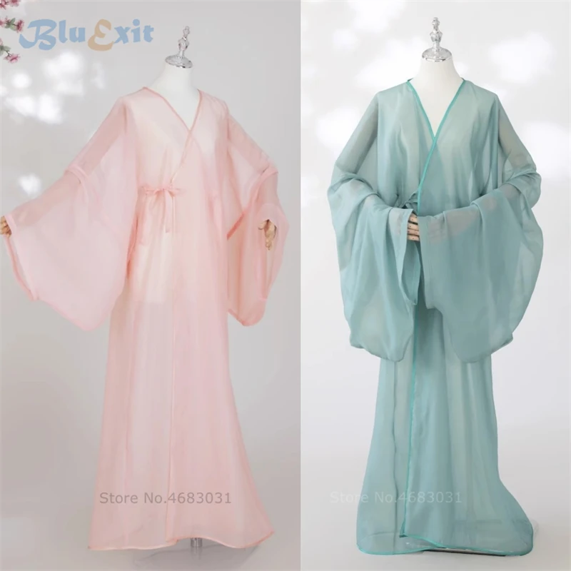 

Transparent Hanfu Cape Long Wide Sleeves Lace-up Cloak Traditional Chinese Tang Song Dynasty Ancient Costume Summer Robe Gown