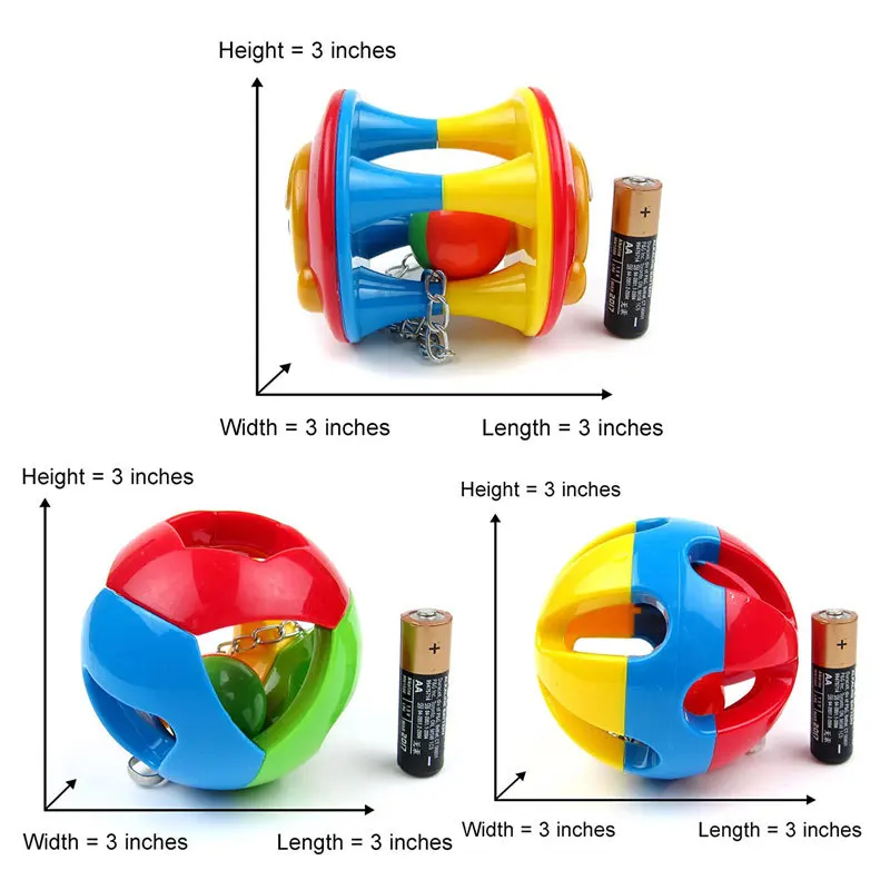 Parrot toy ball, plastic bell, rattling ball, medium to large parrot bite toy bird supplies, bird toy set 4