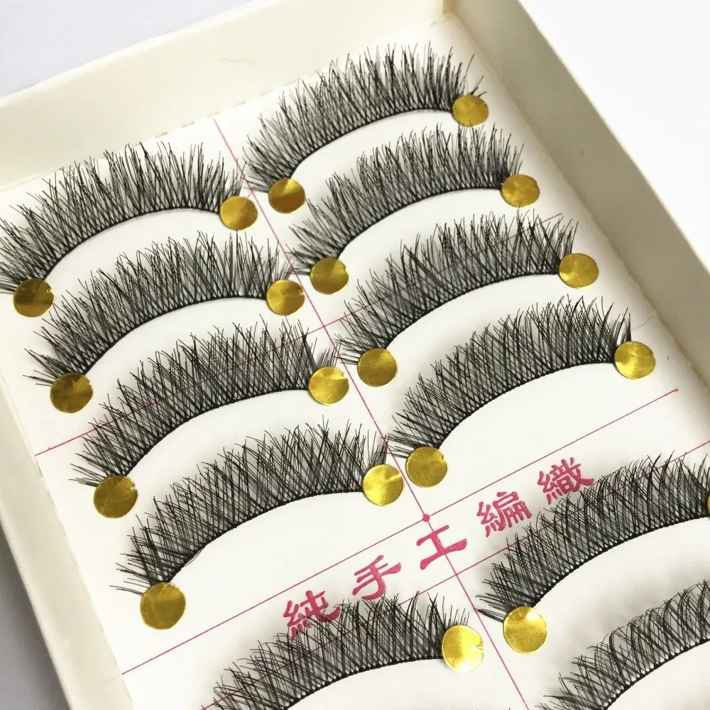 10 쌍/박스 블랙 천연 수제 인조 속눈썹 곡률 C 착용하기 쉬운 DIY 속눈썹 연장 아이 메이크업 재사용 가능