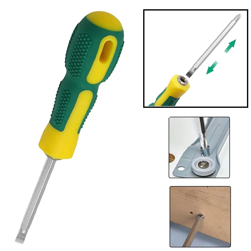 

Double Use Screwdriver Removable Hand Tool Slotted Cross Screw Driver Impact Double Head PH2 SL6 Dual Interchangeable A50