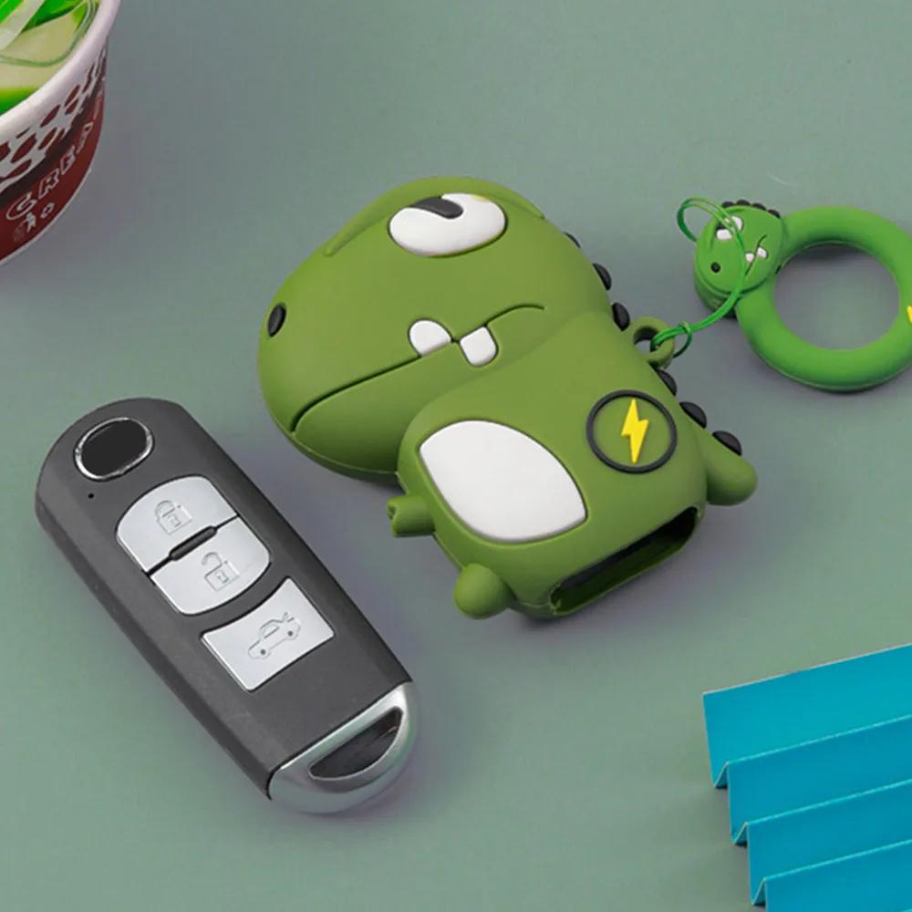 Dinosaur Dragon Car Sticker 2 3 Pulsanti Portachiavi Cover Con Accessori Portachiavi Per Mazda 2 3 6 Axela Atenza Cx-5 Car Styling