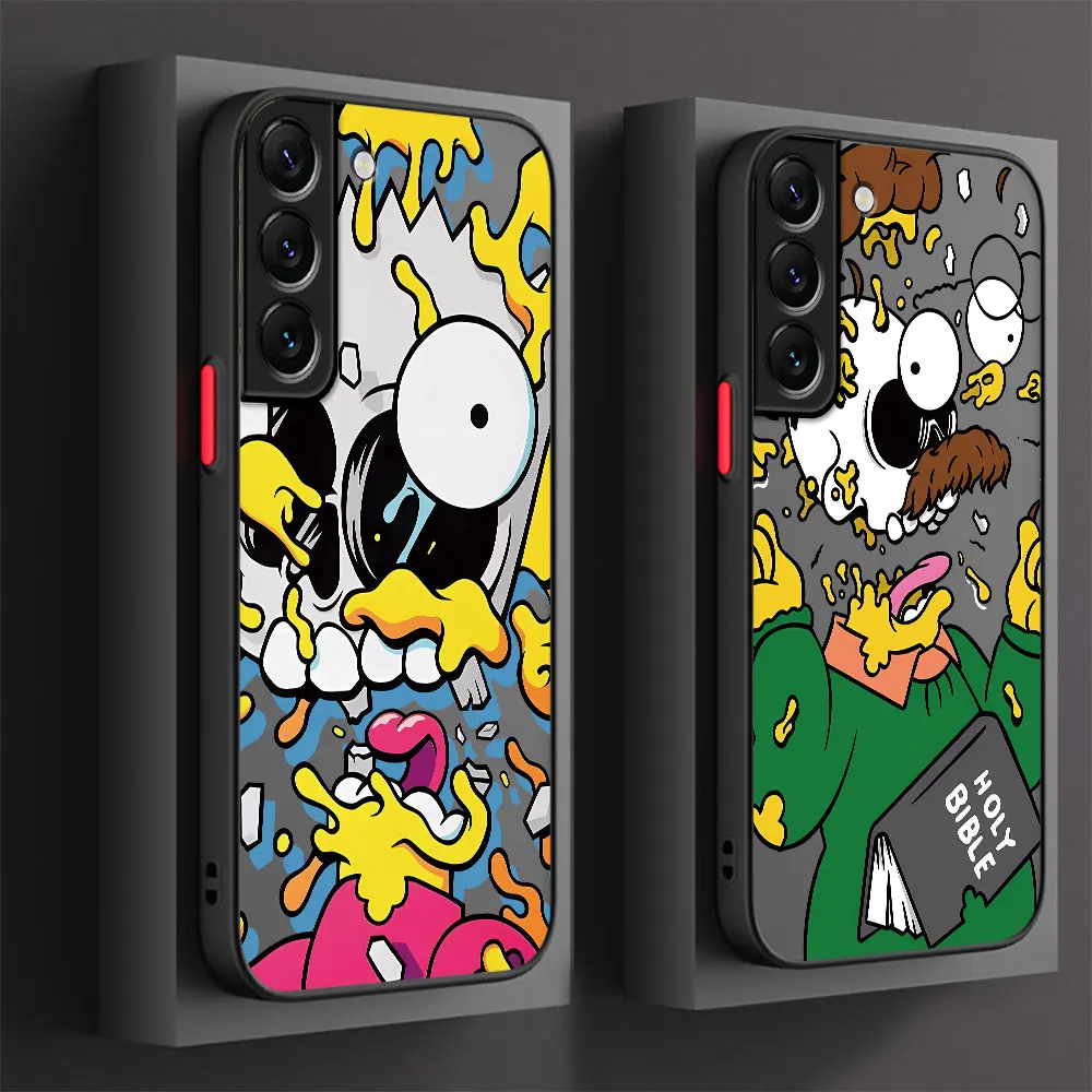 Custodia Per Samsung Galaxy S20 Plus S24 S23 Fe S22 Note 20 S22 10 S10 4G S23Ultra Cover Smerigliata Per Telefono Divertente Homer J. Simpson Bart