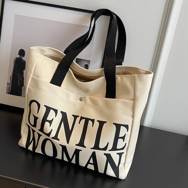 Large Capacity 2023 New Spring Summer Versatile One Shoulder Shopping Bag  Canvas Commuter Tote Letter Bag Gentle Woman - AliExpress