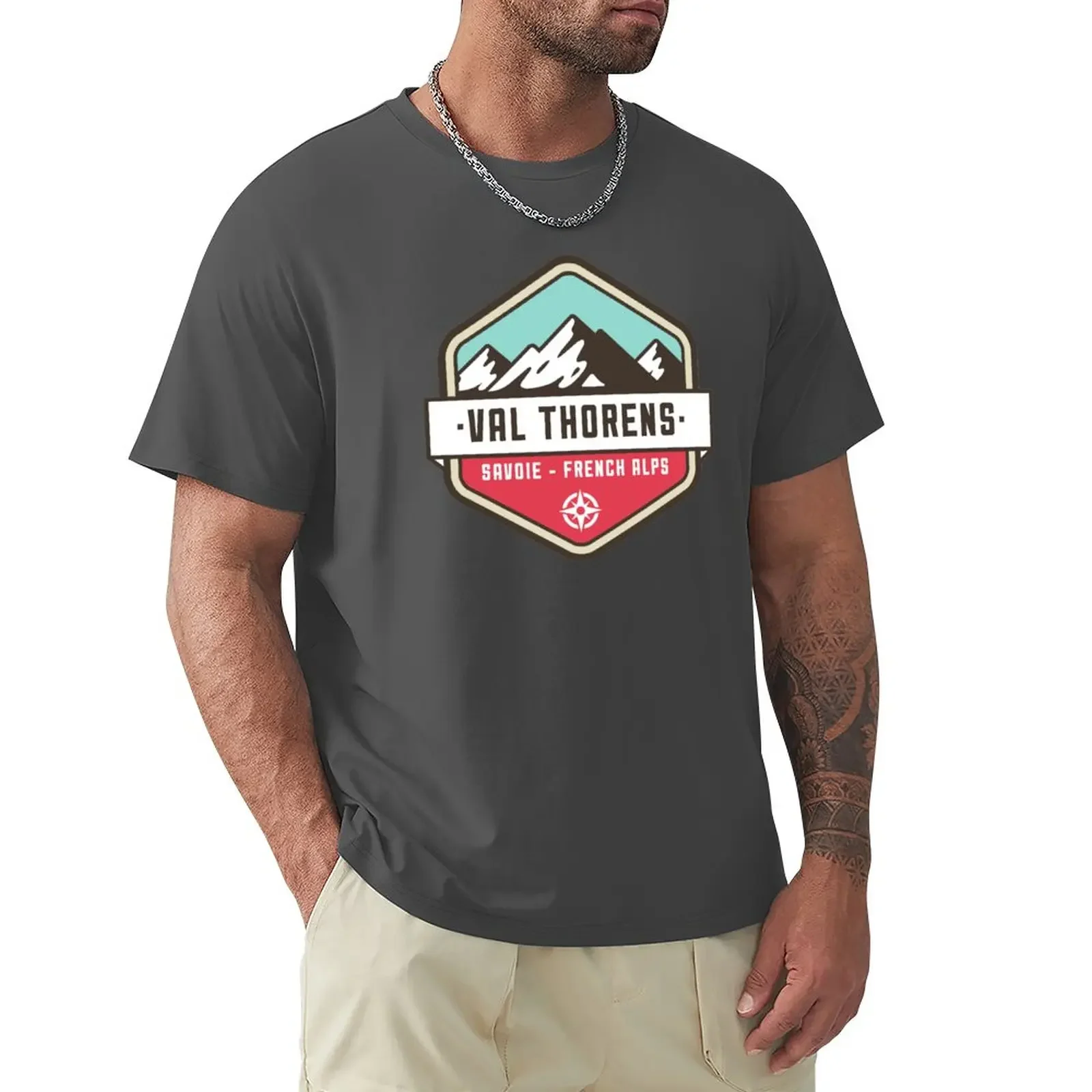 French Alps Val Thorens Resort T-Shirt Anime Plain Manica Corta Tee Abbigliamento Uomo