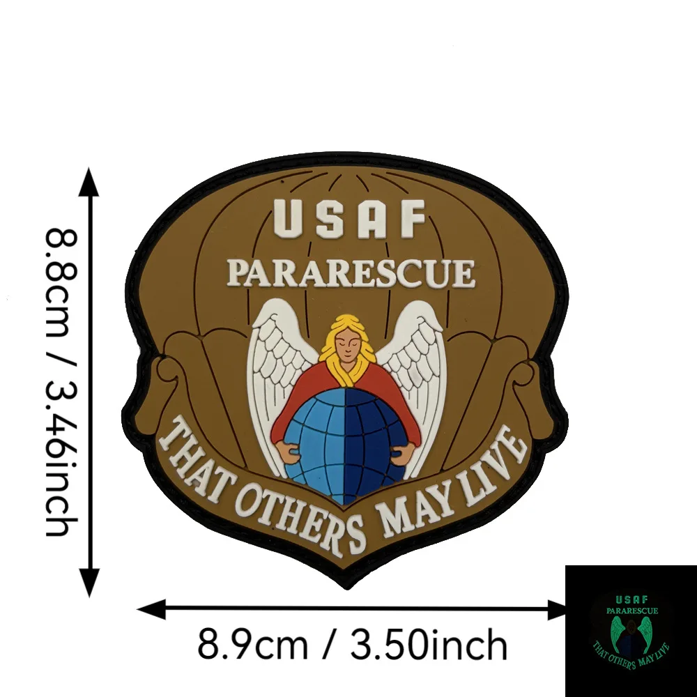 USAF PARARESCUE Emblem 3D PVC Klettverschluss Patch Taktische Erzengel Michael Armband Militär Moral Abzeichen Rucksack Aufkleber – Detail 4