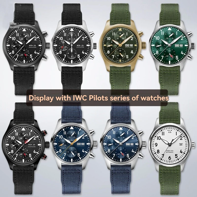 Premium Outdoor Sports Nylon Canvas Watch Strap for Men - Fits IWC Pilot XVIII Spitfire Series
