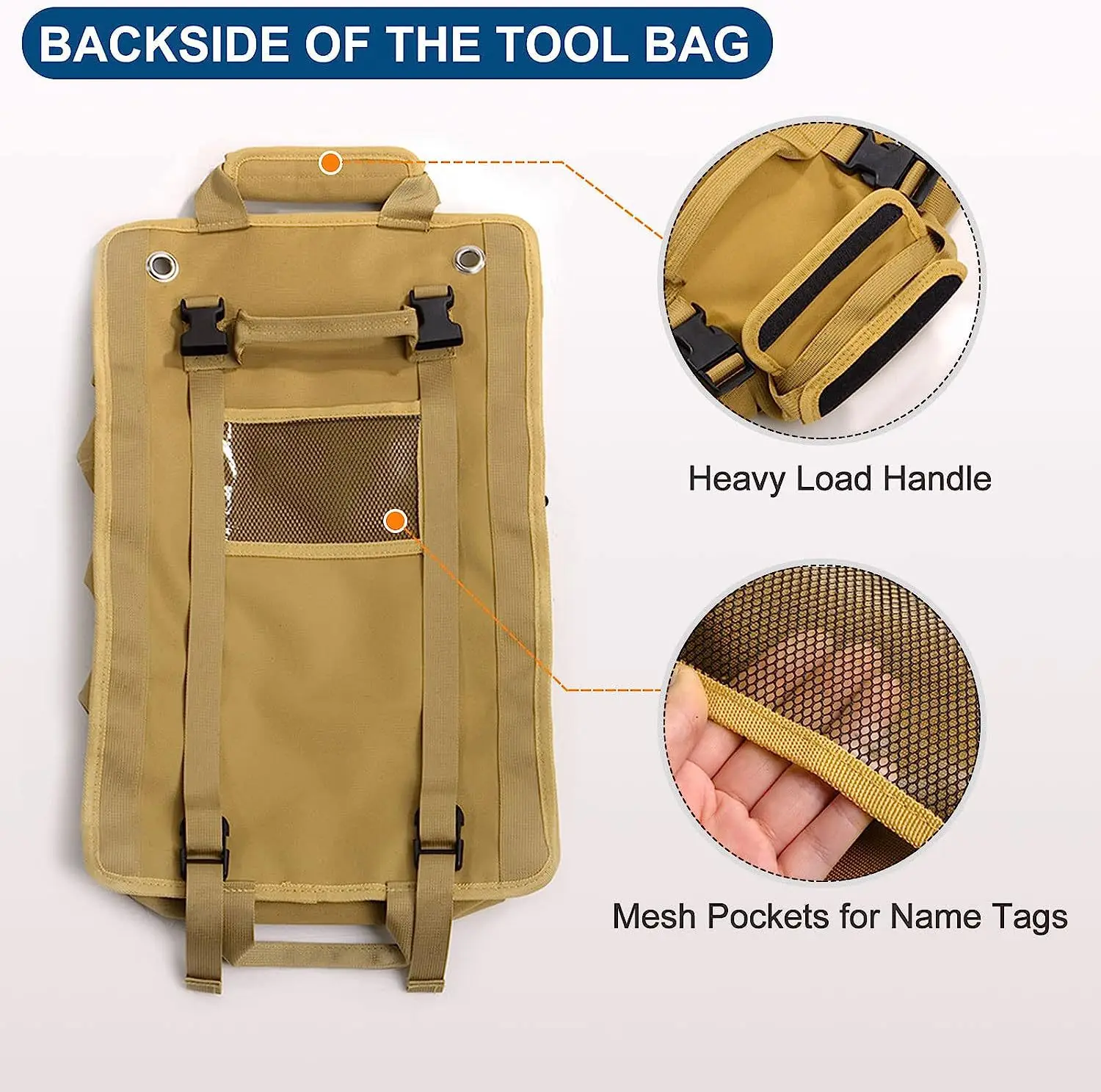 1 Piece Multifunctional Roll Up Tool Bag, Wrench Roll, Car First Aid Kit Wrap Roll Organizer, Hanging Tool Zipper Tote Bag 6