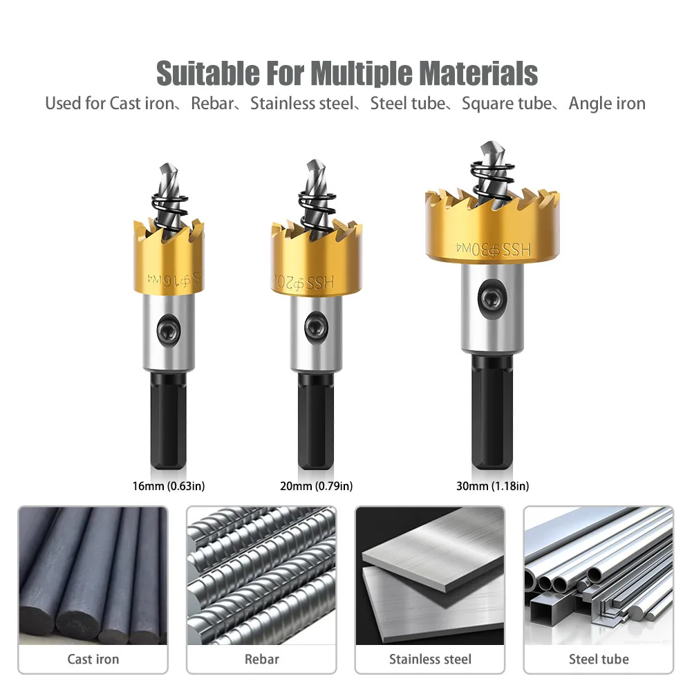 Set Frese A Tazza HSS Flintronic 5 Pezzi: Per Metallo, Acciaio, Legno E Plastica (16-30mm) - Foto 3